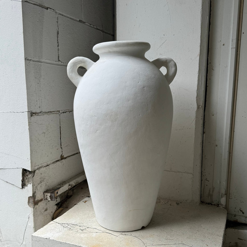 Tall White Urn with Handles