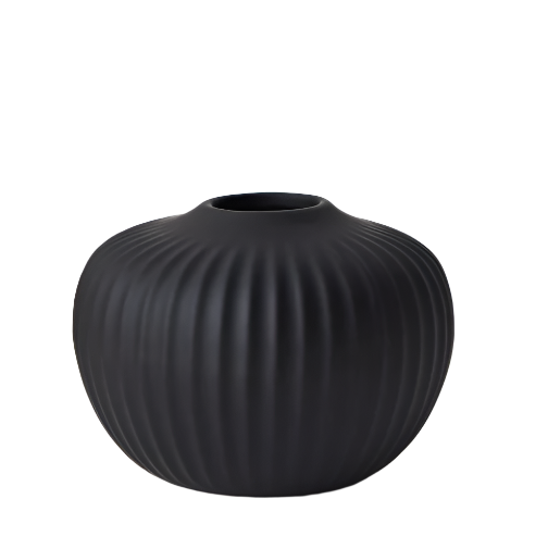 Black Round Lined Vessel