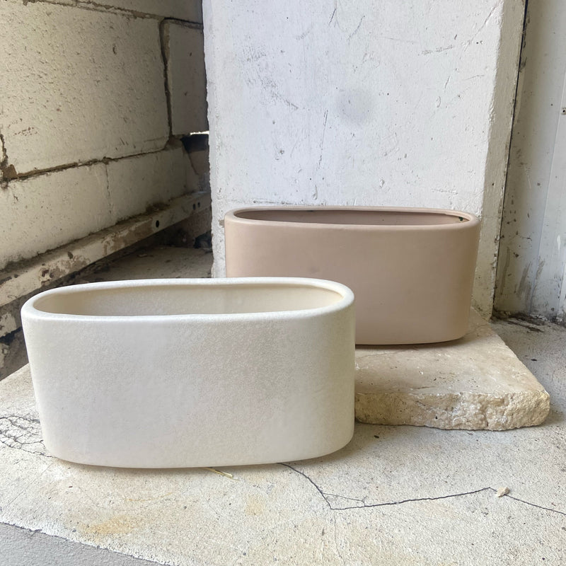 Cream Ceramic Boat Vase