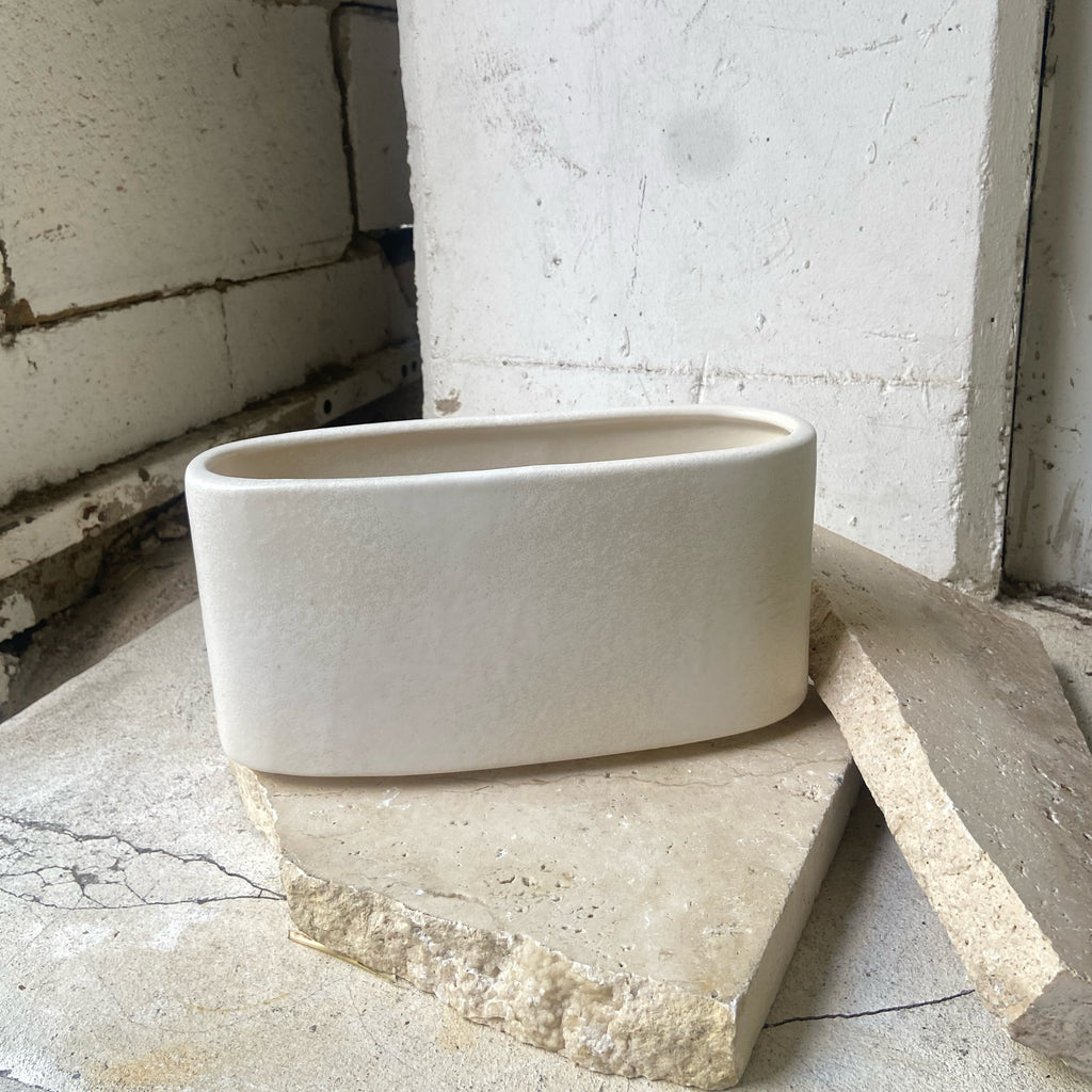 Cream Ceramic Boat Vase